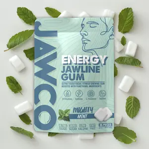 JAWCO Ultra-Tough Jawline Energy Chewing Gum | Get a Stronger, Squarer Jawline | 30mg Caffeine, L-Theanine, B Vitamins, & Taurine | Mint Sugar-Free Nootropic Hard Gum | 35 Pieces/Pack