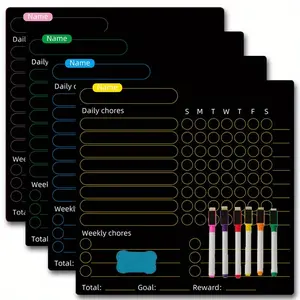 1pc Erasable Magnetic Chore Chart for Refrigerator - Weekly and Daily Task Organizer with Goal and Reward Tracking - Cardboard Magnetic Blackboard Whiteboard Greenboard for Home Management and Menu Planning Weekly Planner