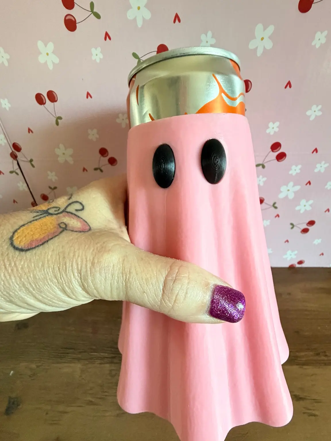 Ghost Shaped Pink/Mint Green/White Can Coolers