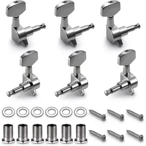 6pcs Guitar Machine Heads, Knobs Guitar String, Tuning Pegs Machine Head Tuners for Electric or Acoustic Guitar (3 Left + 3 Right)