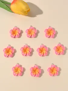 10pcs Resin Egg Flower Pendants DIY Five Petal Floral Jewelry Charms, Perfect for Necklace Earring Accessories Making, All Season Use