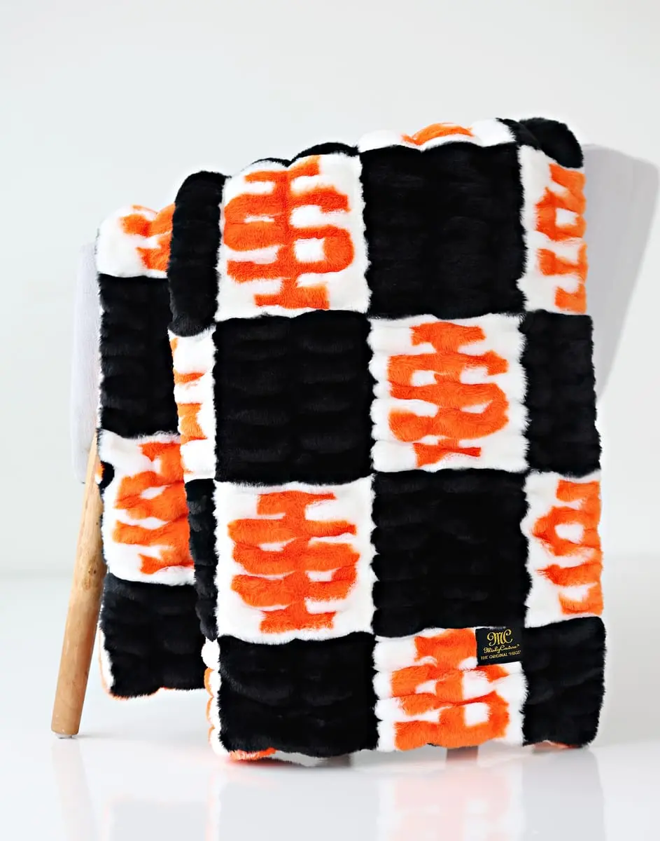 Officially Licensed Idaho State Bengals Checkered Logo Blanket Throw - Bold Black, Hugs Design, Alumni Gift, Infant-Friendly, Machine Washable, Cozy Stretchy Plush, Home, House Decor, Room Decor, Multi-Size, 1-Piece, Cozy Aesthetic
