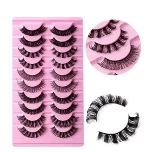 Rushian 10 Pair Eyelash - Pink Tray with Black Lashes for Your Collection eyelash extensions tool