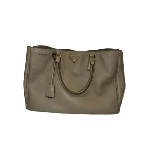Pre-owned Leather Clutches & Wristlets Large Textured Tote – Taupe Structured Work Bag with Dust Bag & Card
