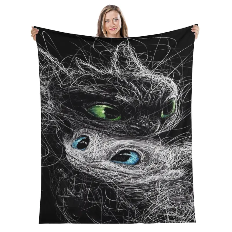Toothless Pattern blanket. Soft Cozy Warmth,Lightweight,for Winter Vacation,Travel,Living Room,Home Decor,Bed Sofa Couch Relaxing Nap,Breathable Perfect Present,Durable and Fade Resistant