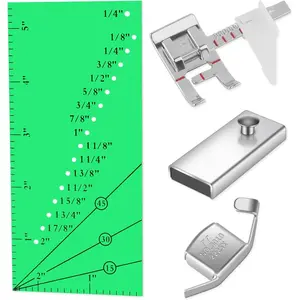 Adjustable  Seam Guide Ruler, 4- Sewing Machine Accessory Set for Beginners & Professionals