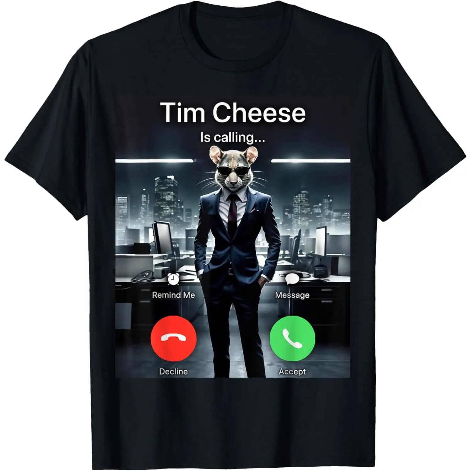 Unisex Short-Sleeve Round Neck Casual Fit Streetwear "Tim Cheese Is Calling" Funny Sports Top