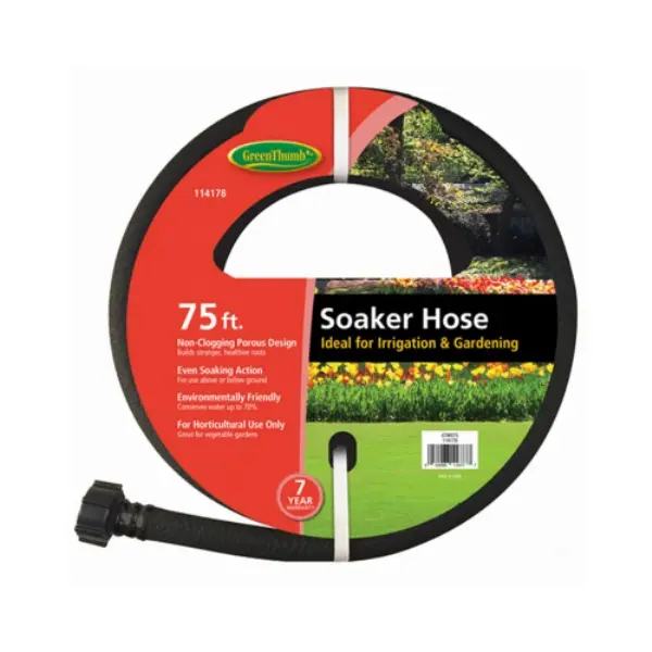75 ft. Green Thumb Porous Rubber Soaker Hose, Outdoor Watering Tool for Even Soaking
