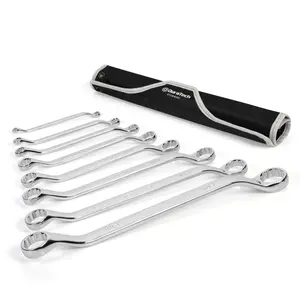 #SpringGlowUp DURATECH 50-Degree Offset Wrench Set, SAE, Double Box End Wrench Set, 8-Count, 1/4'' to 1-1/4'', 12 Point, CR-V Steel, with Easy Hang Rolling Pouch
