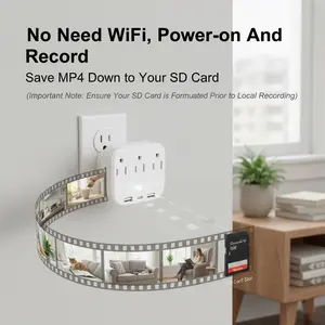 Multifunctional Socket, 4K UHD WiFi, Local Storage, APP Remote View, Charge & Record Simultaneously, Motion Detection Alarm