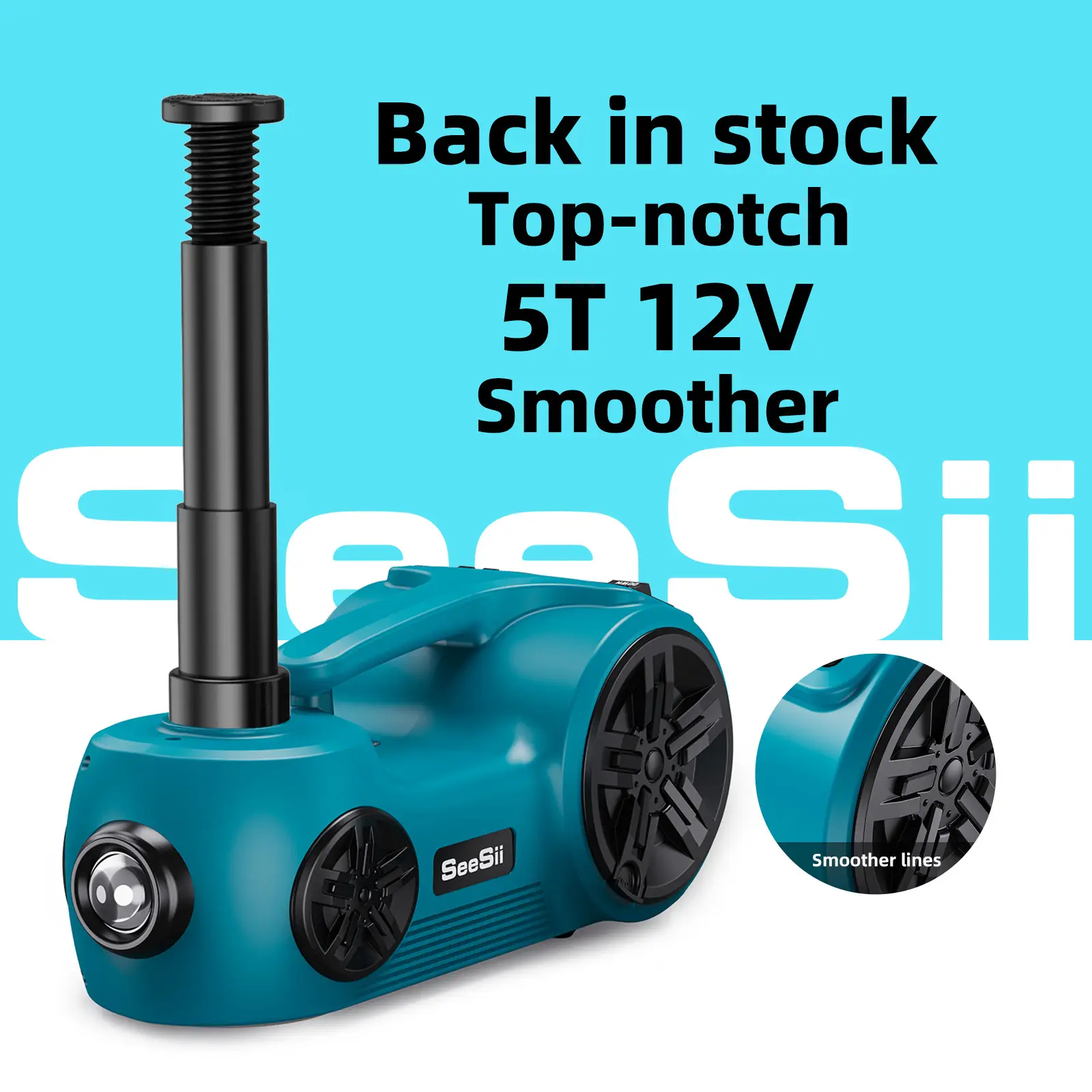 SEESII 4-in-1 Electric Car Jack Set, 5-Ton Car Lift Kit for SUV/Truck Tires, Electric Impact Wrench / Tire Inflator, Change Tires in Minutes, CarHacks