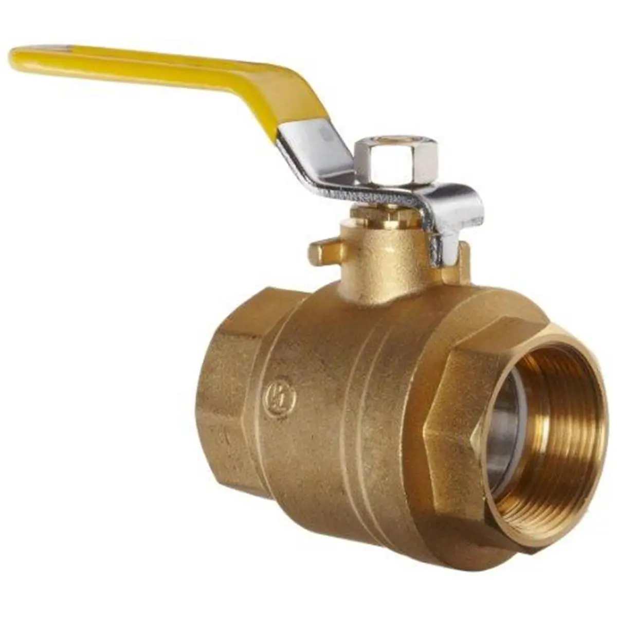212 MAIN Heavy Duty 1 in. FNPT Threaded Brass Ball Valve, Corrosion-Resistant Plated, Inline Design, Lever Handle, Home & Industrial Hardware for Pipe System Parts