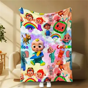 Cocomelon Rainbow Cartoon Kids Blanket Flannel Cozy Throw Flannel For Bed Sofa Nap Travel Holiday Birthday Christmas Halloween Gift For Kids Family