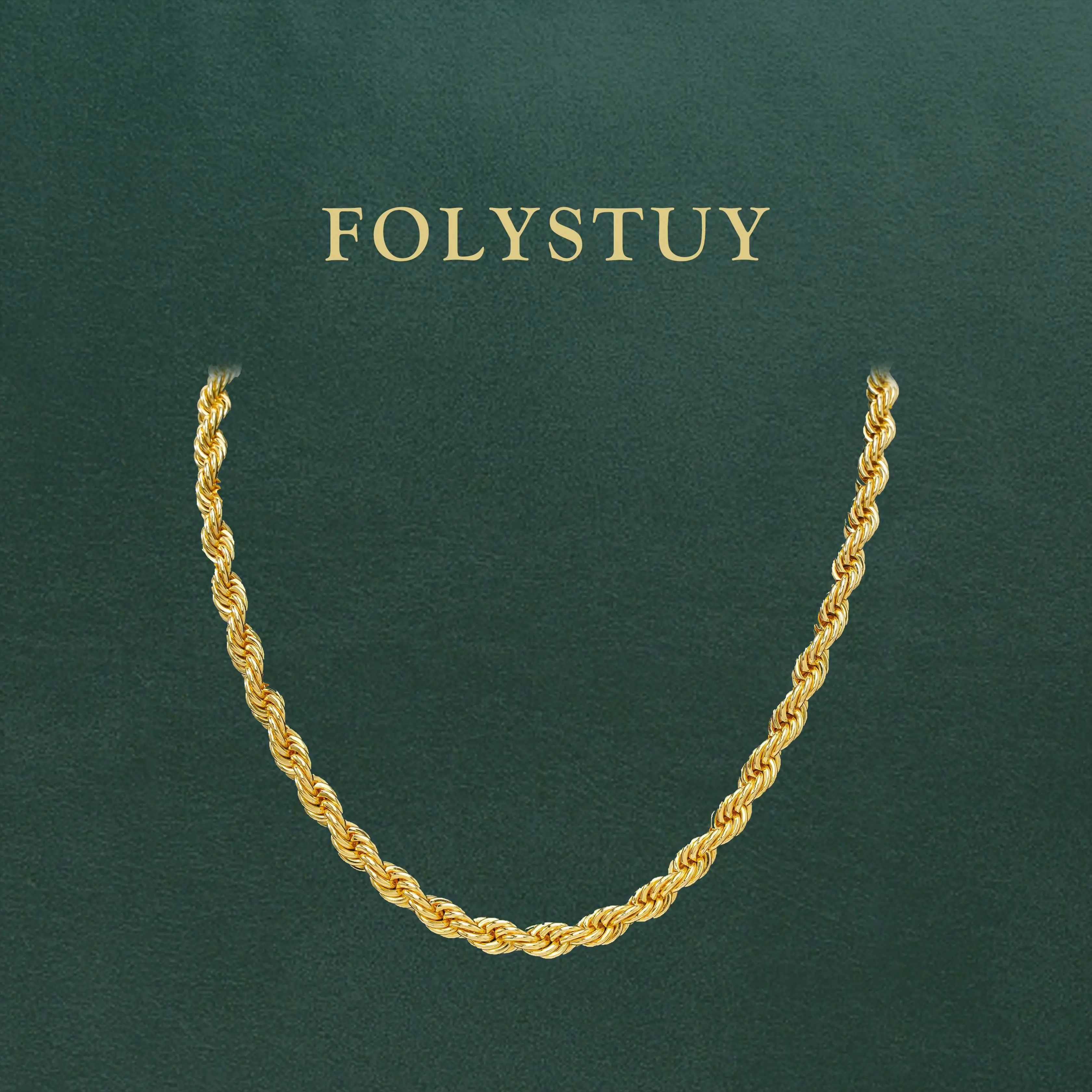 [8mm by 27inches Rope Necklaces]FOLYSTUY (Y0005M) Rope Chain Link Necklace 8mm Diameter for Men & Women with Classic M-Clasp Closure