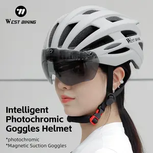 WEST BIKING Cycling Helmet with Photochromic Magnetic Goggles, 24 Vents, Adjustable 56-61cm, Lightweight EPS+PC Safety Helmet for Men Women, Road & Mountain Bike, Adjustable Helmets