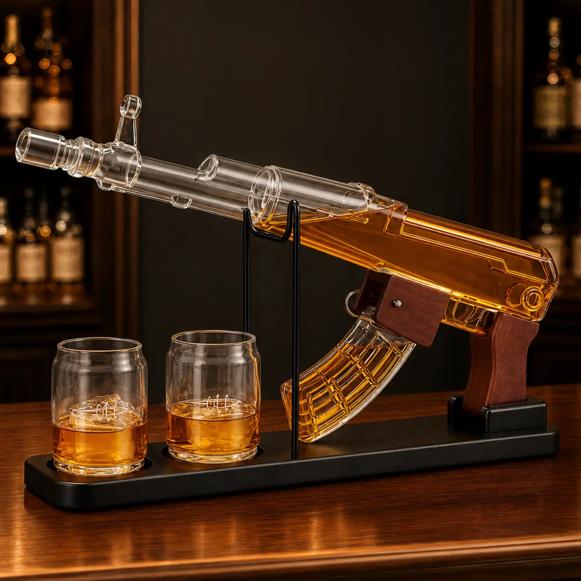 Kollea Whiskey Decanter Set with Luxury Gift Box,Man Cave Bar Accessories,Detachable Magazine&2 Bullet Shot Bottles,Ideal Dispenser for Bar,Gifts for Men,Dad,Brother,Boyfriend,Anniversary&Birthday Presents,Empty Decanter,No Alcohol Included,Home Decor