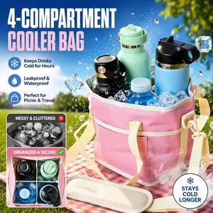 Large Insulated Picnic Backpack with 4 Compartments, Heavy Duty Nylon Cooler Bag with Water Bottle Holder for Hiking & Family Camping
