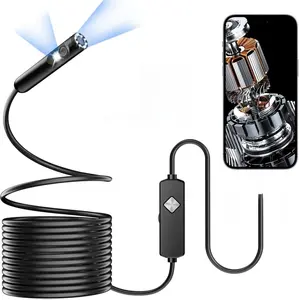 Endoscope with Light, 1920P HD Borescope with 8 Adjustable LED Lights, 16.4FT Semi-Rigid Snake Camera, IP67 Waterproof Inspection Tool for iPhone & Android - Dual Lens