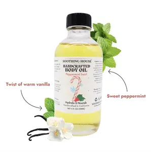 Handcrafted Peppermint Swirl Body Oil for Moisturizing, Glistening, Sikly and Smoothing Skin Aroma Moisture