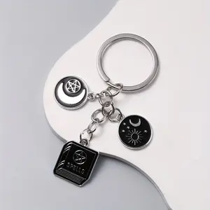 1Pc Black Magic Book Alloy Keychain, Fashion Accessory Keychain, Multifunctional Car Key Accessory, Suitable for Birthday and Halloween Gifts