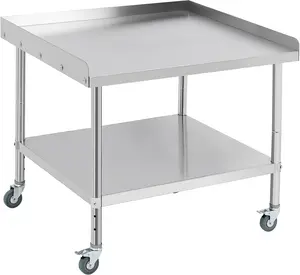 Gaomon Heavy Duty Stainless Steel Grill Stand Table, 36"x30"x30" Size, 3-Sided 2" Backsplash, Adjustable Legs, Removable Backsplash Panel, 660lbs Cap, BBQ Equipment Stand for Home Kitchen, Outdoor Use