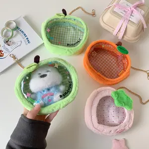 Cute Cartoon Strawberry Orange 3D Plush Doll Carrier Display Bag Student Pin Badge Ita Bag Storage Backpack