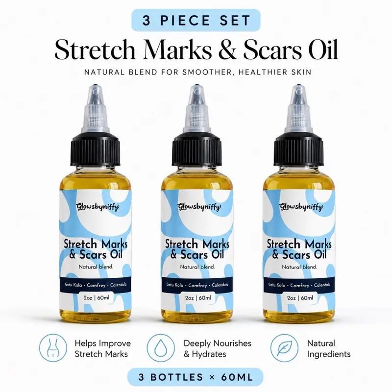 3 PIECE 2oz 60ml SET Tester size Stretch Marks and Scars oil-ORIGINAL Natural blend for improving skin elasticity,Fades Marks and scars. Pure moisturizing