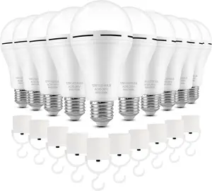 6/4Pack Rechargeable Emergency Light Bulbs A19, Camping Lamp Battery Powered LED Light Bulb 6000K Daylight E26 E27 120 Volt 9W 60W Equivalent with 1200mAh for Home Power Outage Camping Hurricane