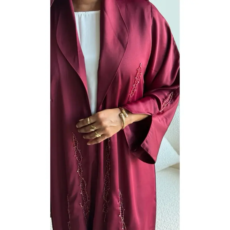Burgundy Open-Front Abaya in Soft Fabric - Elegant & Modern Design for Muslim Abaya Fashion, Casual to Formal Modest Wear, Modest Fashion, Muslim Fashion