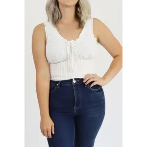 Eyelet Smocked Tank