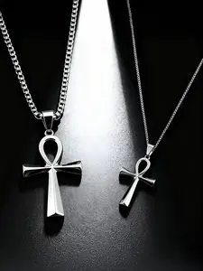 Couple Anchor Cross Necklace Set, Stainless Steel Material, Valentine's Day Gift for Boyfriend and Girlfriend, Love Jewelry, Minimalist Chain, Dainty Cross Necklace, Cross Design