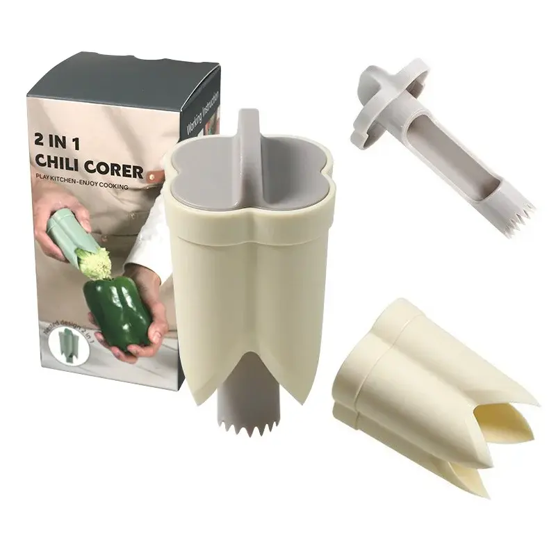 Upgraded 2-in-1 Bell Pepper Cutter and Deseeder - Efficient Pepper Seed Corer for Streamlined Kitchen Prep and Faster Meal Preparation
