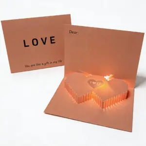 3D Heart Shaped Card with Recording and Light Effects, Perfect Gift for Boyfriend/girlfriend, Ideal for Birthday and Valentine's Day, Stationery