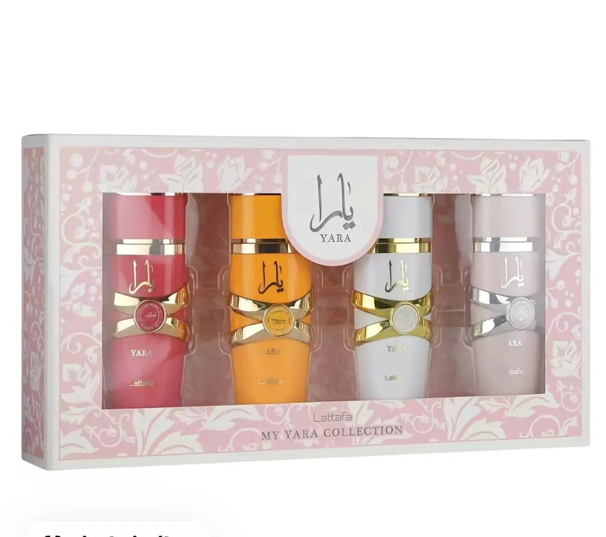 Lattafa Yara Women's Fragrance 4-Piece Multi-Pack, Includes Fragrance Samples and Floral Perfume Spray, Floral Scent Perfumes, Youth, Boxed Vial Women's Fragrance