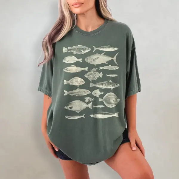 Retro Fish Shirt, Aesthetic Fishing Comfort Colors T-Shirt, Bass Fisherman Gift, River Fish Tshirt, Ocean Fish Graphic Tee, Fly Fishing Gift