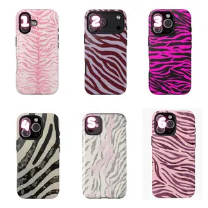 Pink Zebra Print Phone Case, Pink Tiger Print Protective, Burgundy Zebra Stripe for iphone 17 16 15 14 13 12 11