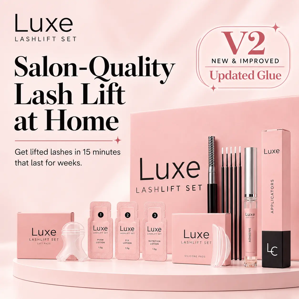 Luxe Eyelash Lift Kit, Nourishing Makeup Tool with Long-Lasting Curl& Setting Supplies,back to school
