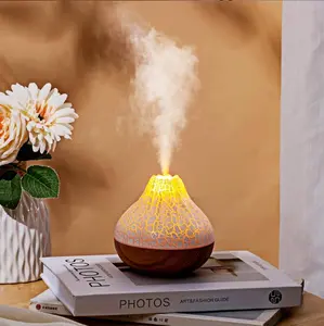 MUNBYN Volcano Air Humidifier 300ml Large Capacity Water Mist Aromatherapy Diffuser USB Desktop Humidifier with 7 Colorful Night Lights