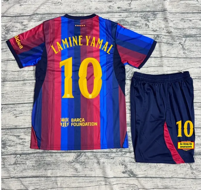 Classic Blue Red Striped Soccer Uniform – Lightweight Football Jersey