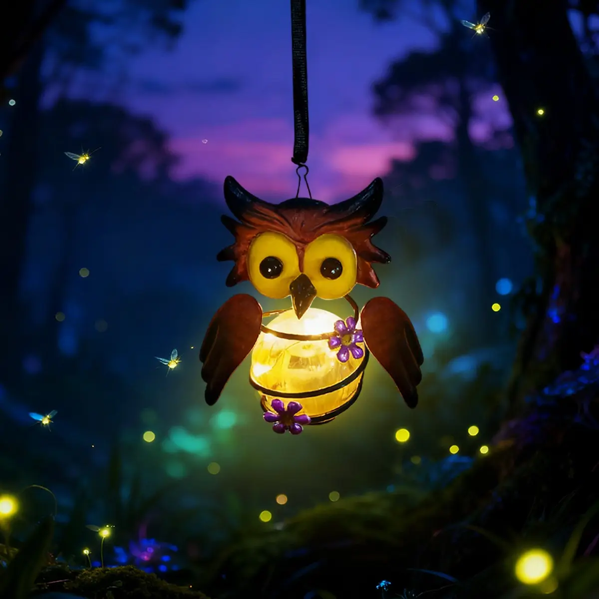 Metal Solar Owl Outdoor Statue Light, Solar Lights Outdoor, Solar Powered Lights, Solar Garden Lamps, Night Glow Lighting, Decorative Garden Yard Gift, Holiday Style Resin Crafts