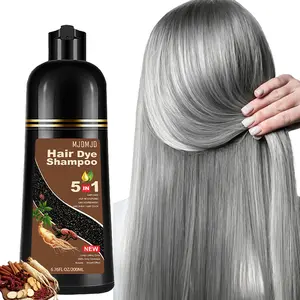 Silver Gray 5-in-1 Hair Dye Shampoo, Instant Gray Coverage, Herbal Formula, Semi-Permanent Color, Moisturizing, Easy Use, Travel Size 200ml