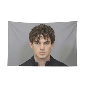 Clavicular Mugshot Iconic Moment Polyester Wall Tapestry Flag, Fade-Resistant Sports History Tribute Decoration, Room Decorations for Bedroom Dorm, Teamwork Excellence Themed Backdrop & Wedding Gift