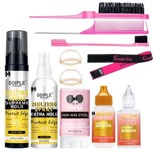 Goiple Beginner Lace Wig Kit, Hair Lace Glue, Waterproof Long-Lasting Invisible Adhesive, Melting Spray, Remover, Strong Natural Hold, Control Wig Set