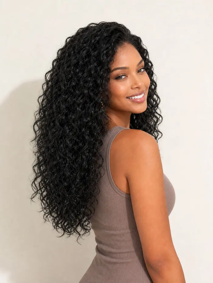 luma Soft Protein Fiber Glueless Curly Wig, 20.5 in Long Loose Spirals with Airy Natural Volume, 5x5 Lace, Natural Black 1B for Black Women