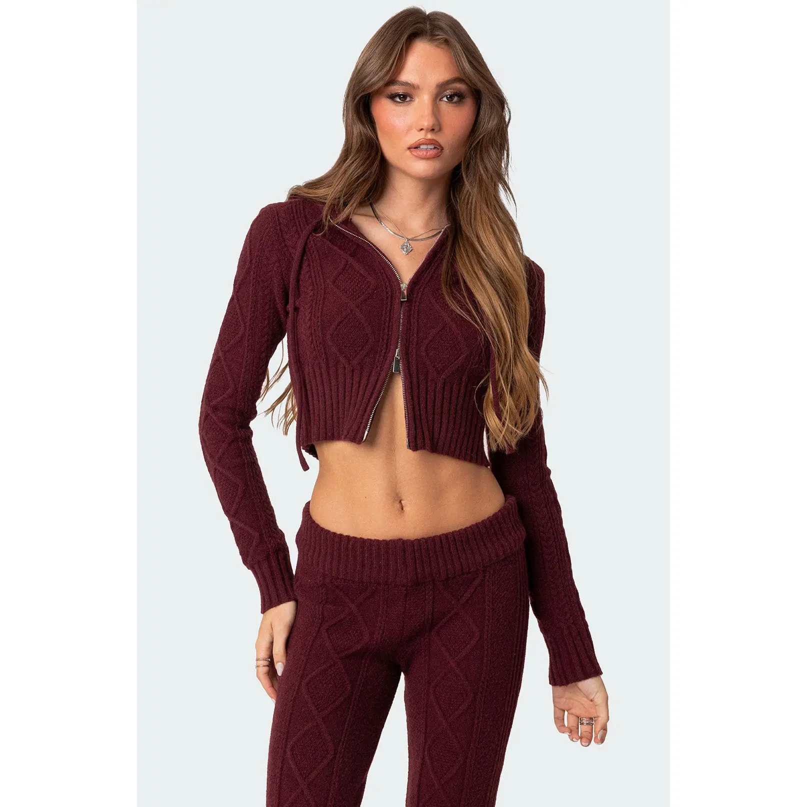 Ray Cable Knit Hooded Cardigan