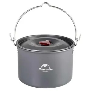 Naturehike 4-6 Person Ultralight Aluminum Camping Pot with Lid, 4.2 Quart Portable Non-Stick Cookware for Outdoor Cooking, Hiking, Travel FathersDayGift
