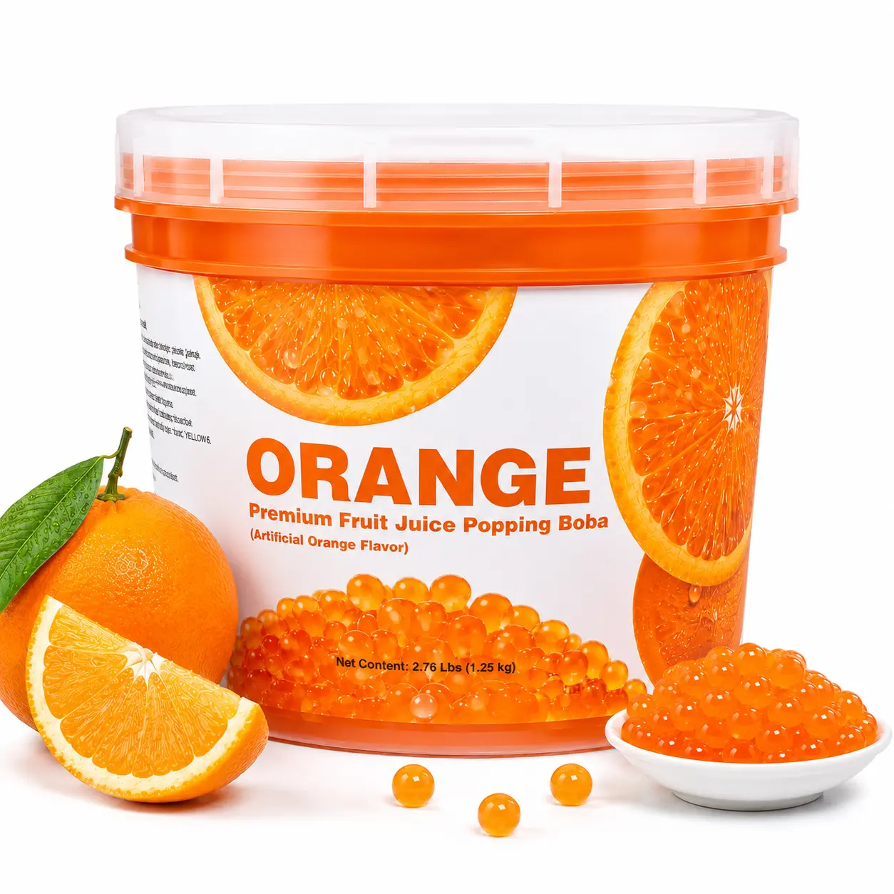 T&Tea Orange Popping Boba Pearls 2.76 LB,Vegan Bursting Boba Pearls for Bubble Tea, Beverages, Shakes, Desserts, Smoothies & Ice Cream Topping