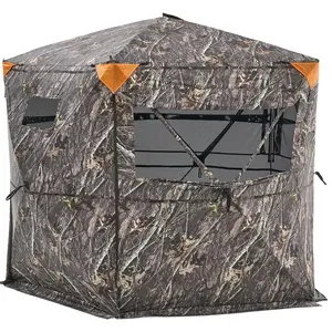 【Summervibes】VEVOR Hunting Blind,  6-7 Person, 288 Degree 5 Side See-Through Ground Blinds with Carrying Bag, Portable Camouflage Tent, Durable Concealed Shelter with Silent Zipper Door and Window, for Turkey Deer