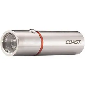 Coast 19266 White LED Mini Flashlight - 330 Lumens, Silver Stainless Steel Body, 3 AAA Alkaline Batteries Included, LED Lights for Outdoor Home Improvement Use