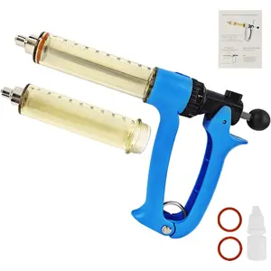 Livestock Syringe Gun 50ML 5 Gears Adjustable Continuous Repeating Luer Lock Syringe Pump-Adjustable 1ml to 5ml  for Farm Cattle Cow Goat Hog (50 ML)